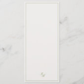 Classic Sage Green & Beige Gestreepte Trouwmenu Menu (Achterkant)