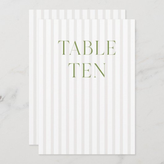 Classic Sage Green & Beige Trouwen 10 Tafelnummer (Voorkant / Achterkant)
