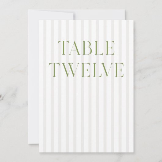 Classic Sage Green & Beige Trouwen 12 Tafelnummer (Achterkant)