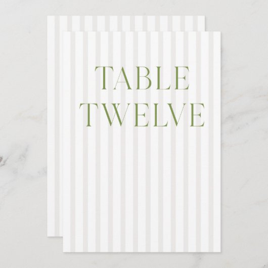 Classic Sage Green & Beige Trouwen 12 Tafelnummer (Voorkant / Achterkant)