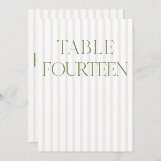 Classic Sage Green & Beige Trouwen 14 Tafelnummer (Voorkant / Achterkant)