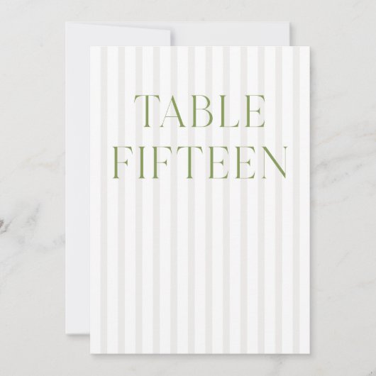Classic Sage Green & Beige Trouwen 15 Tafelnummer (Voorkant)