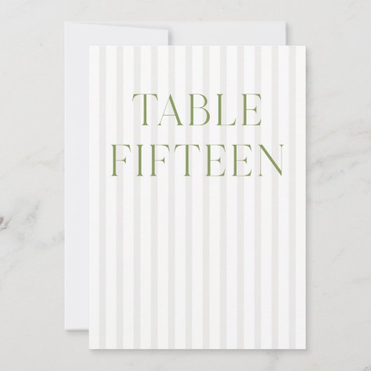 Classic Sage Green & Beige Trouwen 15 Tafelnummer (Achterkant)
