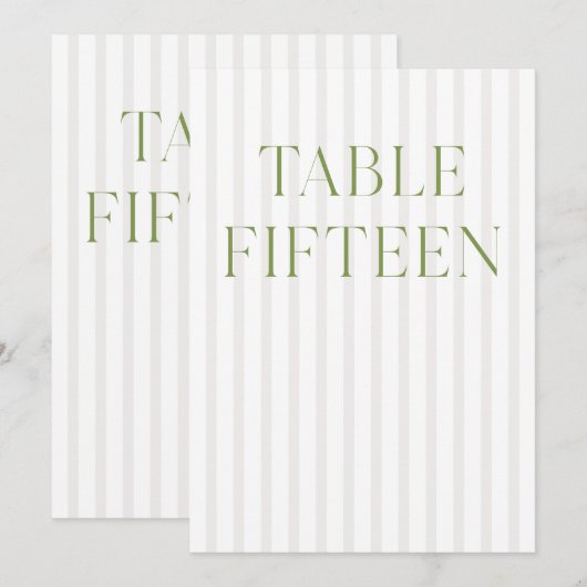 Classic Sage Green & Beige Trouwen 15 Tafelnummer (Voorkant / Achterkant)