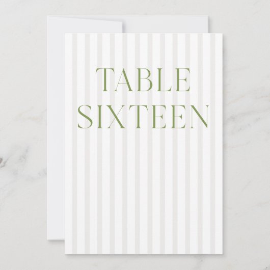 Classic Sage Green & Beige Trouwen 16 Tafelnummer (Achterkant)