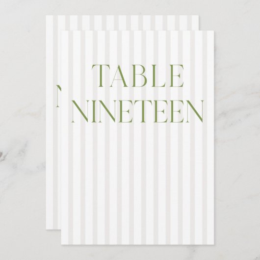 Classic Sage Green & Beige Trouwen 19 Tafelnummer (Voorkant / Achterkant)