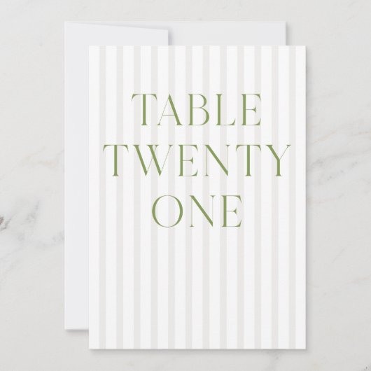 Classic Sage Green & Beige Trouwen 21 Tafelnummer (Voorkant)