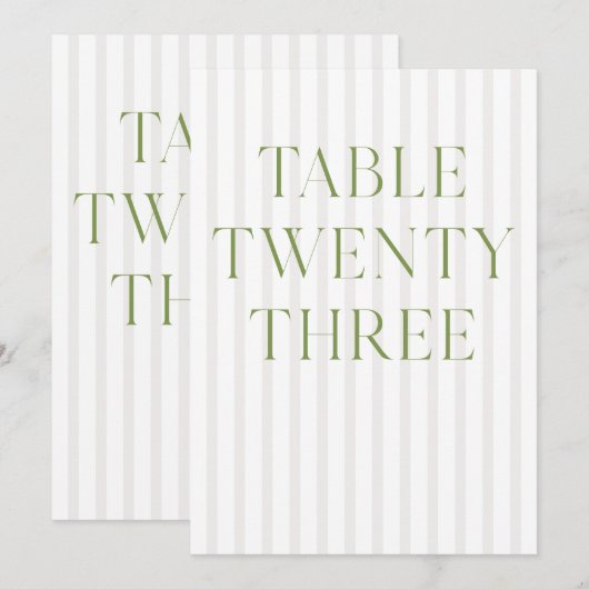 Classic Sage Green & Beige Trouwen 23 Tafelnummer (Voorkant / Achterkant)