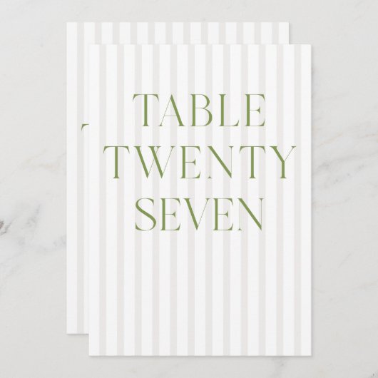 Classic Sage Green & Beige Trouwen 27 Tafelnummer (Voorkant / Achterkant)