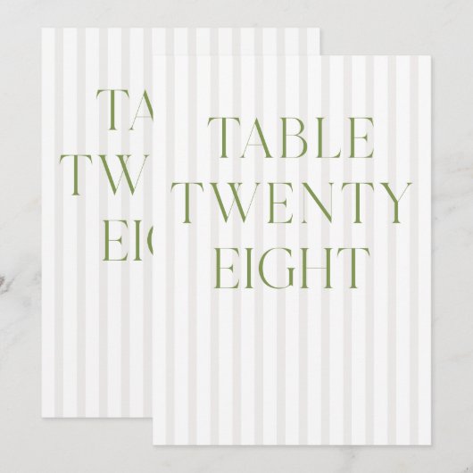 Classic Sage Green & Beige Trouwen 28 Tafelnummer (Voorkant / Achterkant)