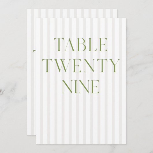Classic Sage Green & Beige Trouwen 29 Tafelnummer (Voorkant / Achterkant)