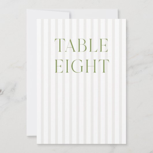 Classic Sage Green & Beige Trouwen 8 Tafelnummer (Voorkant)