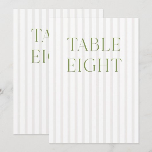 Classic Sage Green & Beige Trouwen 8 Tafelnummer (Voorkant / Achterkant)