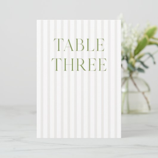 Classic Sage Green & Beige Trouwtafel Nummer Kaart (Staand voorkant)