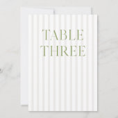 Classic Sage Green & Beige Trouwtafel Nummer Kaart (Achterkant)