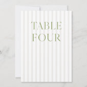 Classic Sage Green & Beige Trouwtafel Nummer Kaart (Achterkant)