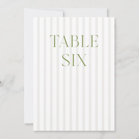 Classic Sage Green & Beige Trouwtafel Nummer Kaart (Voorkant)