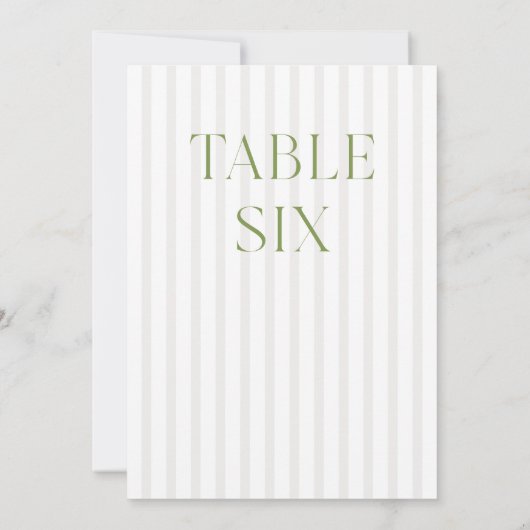 Classic Sage Green & Beige Trouwtafel Nummer Kaart (Achterkant)