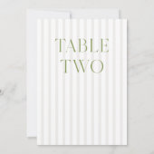 Classic Sage Green & Beige Trouwtafel Nummer Kaart (Achterkant)
