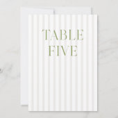 Classic Sage Green & Beige Trouwtafel Nummer Kaart (Achterkant)
