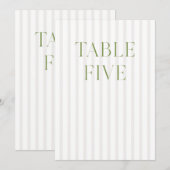 Classic Sage Green & Beige Trouwtafel Nummer Kaart (Voorkant / Achterkant)