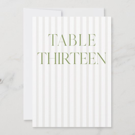 Classic Sage Green & Beige Wedding 13 Tafelnummer (Achterkant)