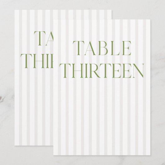 Classic Sage Green & Beige Wedding 13 Tafelnummer (Voorkant / Achterkant)