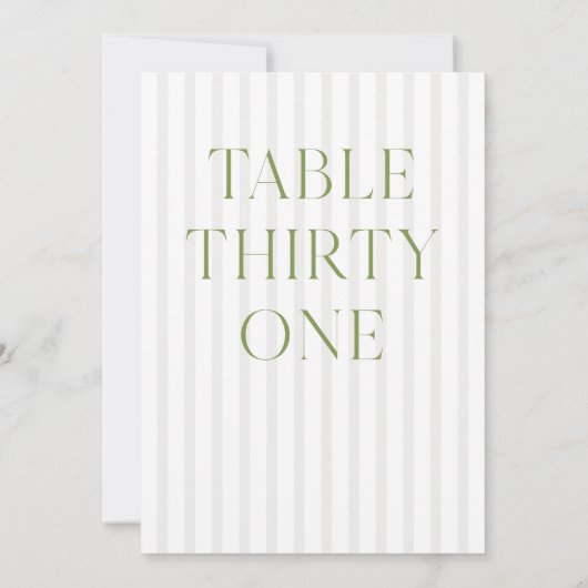 Classic Sage Green & Beige Wedding 31 Tafelnummer (Achterkant)