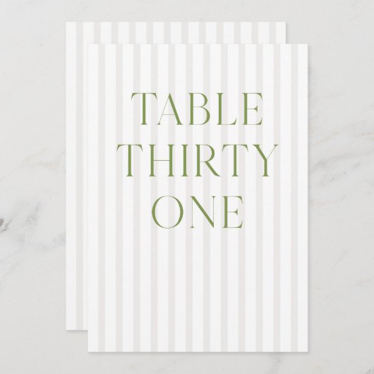 Classic Sage Green & Beige Wedding 31 Tafelnummer (Voorkant / Achterkant)