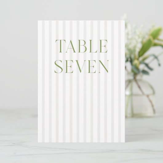 Classic Sage Green & Beige Wedding 7 Tafelnummer (Staand voorkant)
