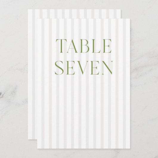 Classic Sage Green & Beige Wedding 7 Tafelnummer (Voorkant / Achterkant)