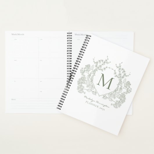 Classic Sage Green  Bloemkam Monogram Planner (Display)