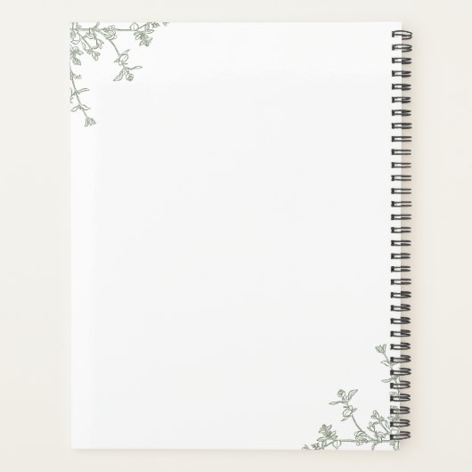 Classic Sage Green  Bloemkam Monogram Planner (Achterkant)