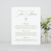 Classic Sage Green & Blue Striped Wedding Menu (Staand voorkant)