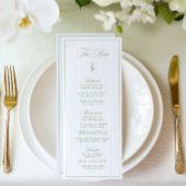 Classic Sage Green & Blue Striped Wedding Menu