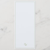 Classic Sage Green & Blue Striped Wedding Menu (Achterkant)