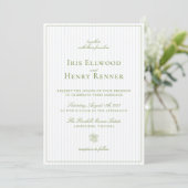 Classic  Sage Green & Blue Wedding Kaart (Staand voorkant)