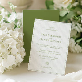Classic  Sage Green & Blue Wedding Kaart