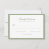 Classic Sage Green Border Monogram Script Wedding RSVP Kaartje (Voorkant)