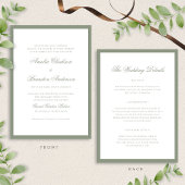 Classic Sage Green Border Script Trouwdetails & Kaart