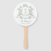 Classic Sage Green Crest Wedding Ceremony Timeline Handwaaier (Voorkant)