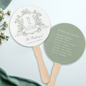 Classic Sage Green Crest Wedding Ceremony Timeline Handwaaier