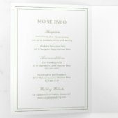 Classic Sage Green Elegant Wedding Drieluik Uitnodiging (Binnenzijde eerst)