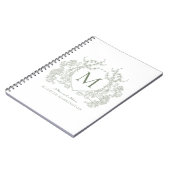Classic Sage Green Floral Crest Monogram Notitiebo Notitieboek (Linkerzijde)