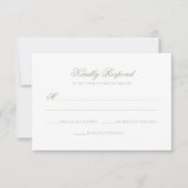 Classic Sage Green Floral Monogram Crest Wedding RSVP Kaartje (Voorkant)