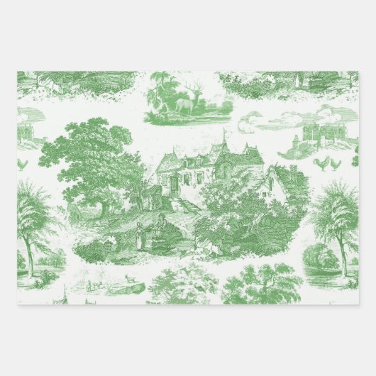 Classic Sage Green  Frans Chateau Toile Inpakpapier Vel (Voorkant 3)