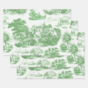 Classic Sage Green  Frans Chateau Toile Inpakpapier Vel