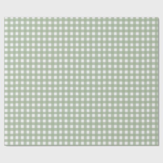 Classic Sage Green Gingham Plaid Christmas Cadeaupapier (Vlak)