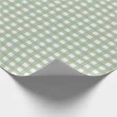 Classic Sage Green Gingham Plaid Christmas Cadeaupapier (Hoek)