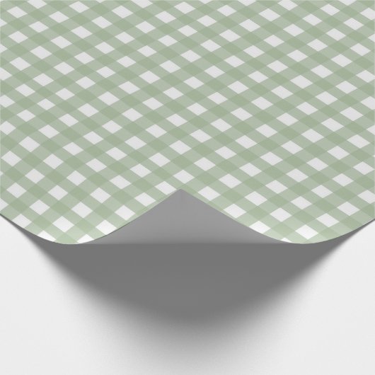 Classic Sage Green Gingham Plaid Christmas Cadeaupapier (Hoek)